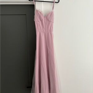 Elegant Pink Spaghetti Strap Dress